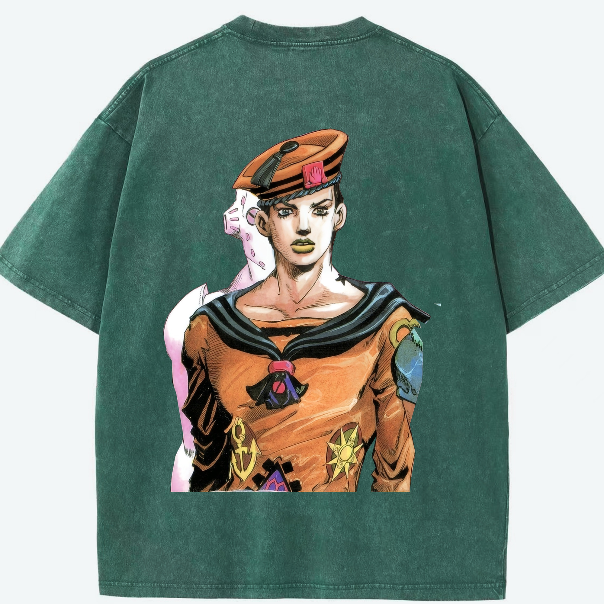 （画像用） ジョジョの奇妙な冒険 東方定助 JoJo's Bizarre Adventure Higashikata Josuke 綿100% ヴィンテージ風 半袖Tシャツ（背面プリント）